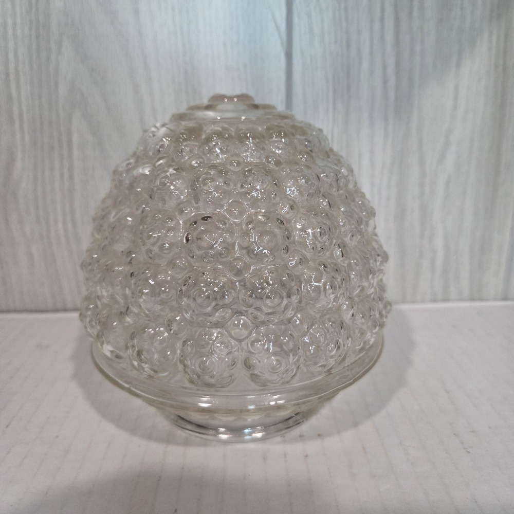 Vintage MCM Beehive Acorn Glass Globe Light Shade w/ Brass 3-1/4" Fitter Fixture